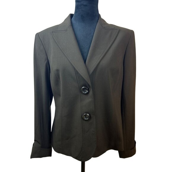 NWT Lafayette 148 New York Women Espresso Brown Wool Two-Button Blazer Jacket 10 - Picture 2 of 16